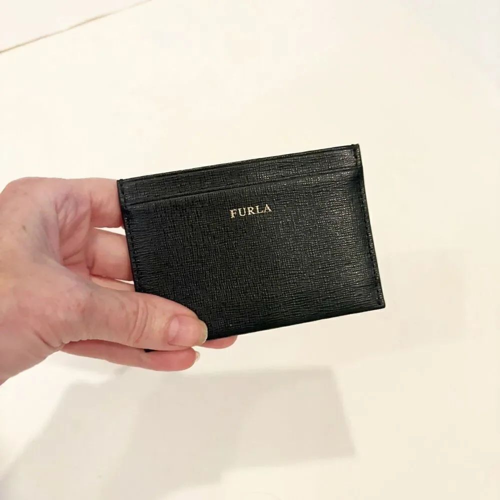 NWOT FURLA Leather Card Holder wallet Black Leather